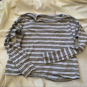 Everlane XS Striped Box Crop Long Sleeve